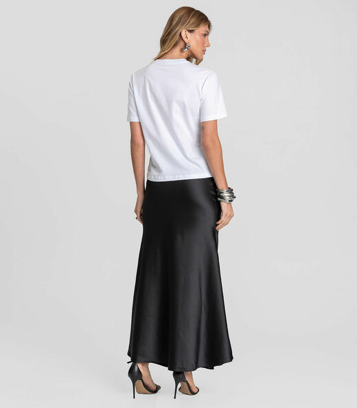 Camiseta Feminina Com Estampa e Rebite Dianna Branco