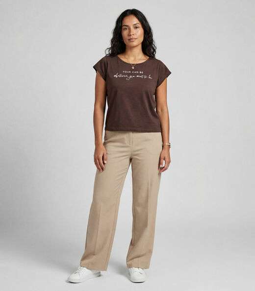 Blusa Feminina Meia Malha Com Estampa Infinita Cor Marrom