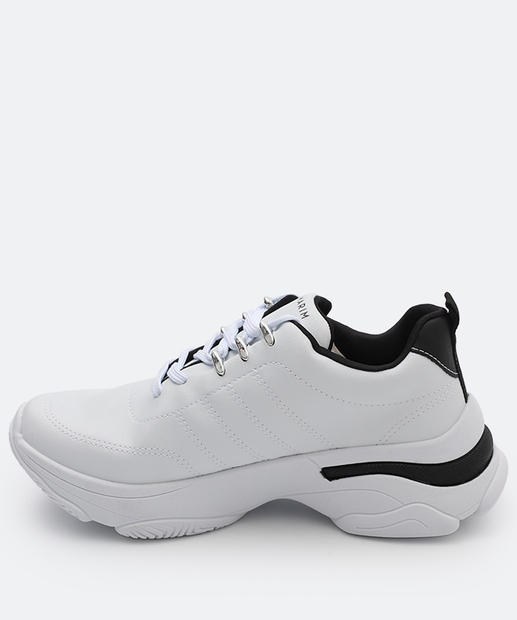 Tênis Feminino Casual Recorte Ramarim Branco