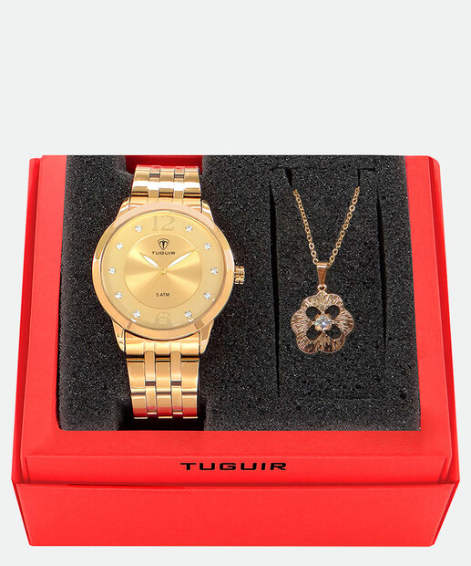 Kit Relógio Feminino Tuguir TG35049