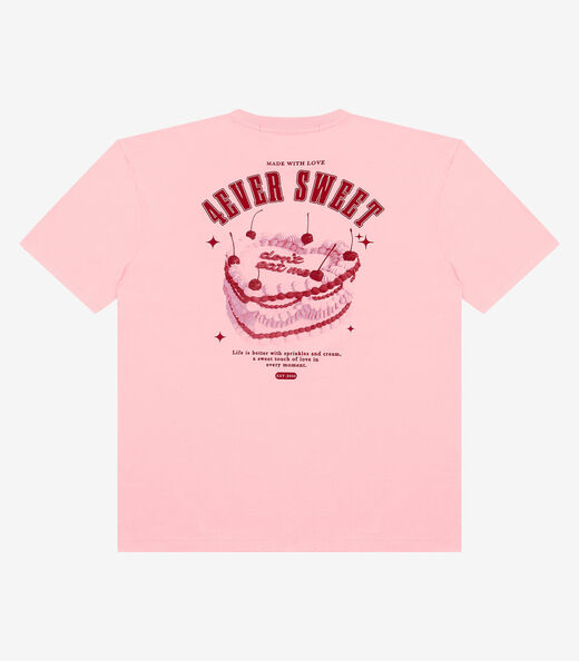 T-Shirt Feminina Meia Malha Com Estampa Minty Rosa