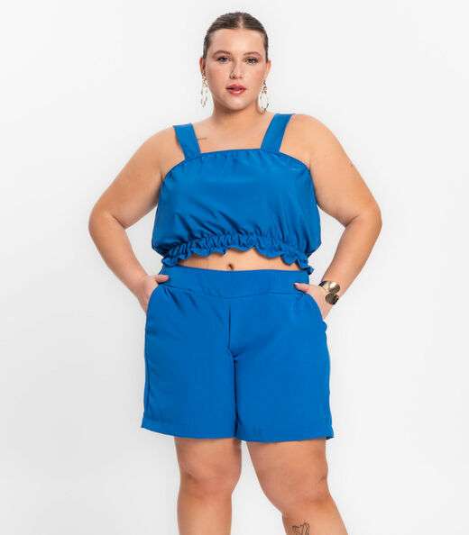 Image_Shorts Feminino Plus Size Crepe Light Secret Glam Azul