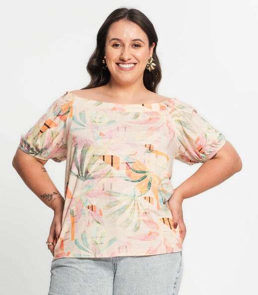 Blusa Ciganinha Plus Select Bege