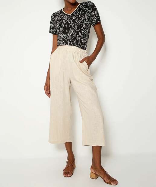 Blusa Feminina Estampa Folhas Manga Curta Marisa