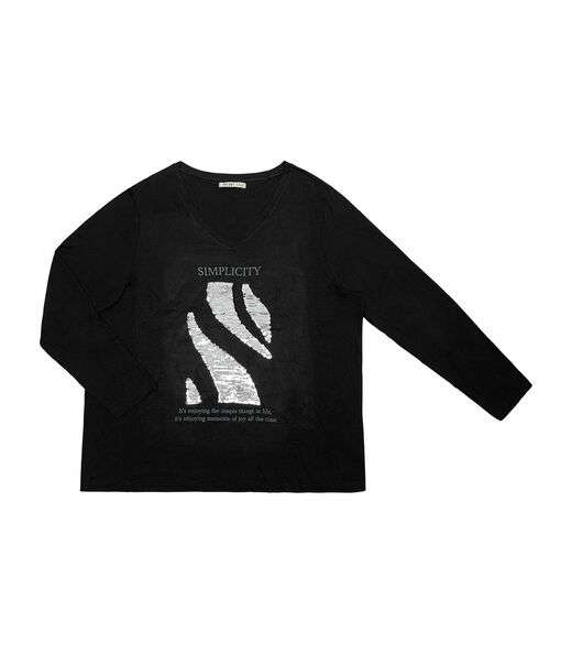 Blusa Manga Longa Viscotorcion Secret Glam Preto