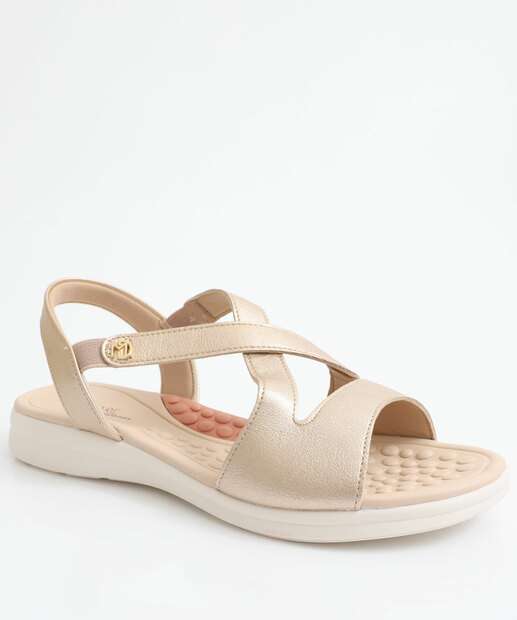 Image_Sandália Feminina Rasteira Tiras Modare Dourado