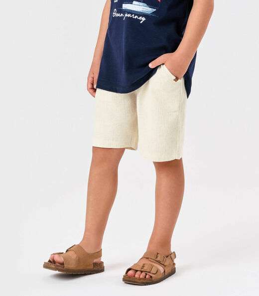 Bermuda Menino Linho Strong Trick Nick Bege