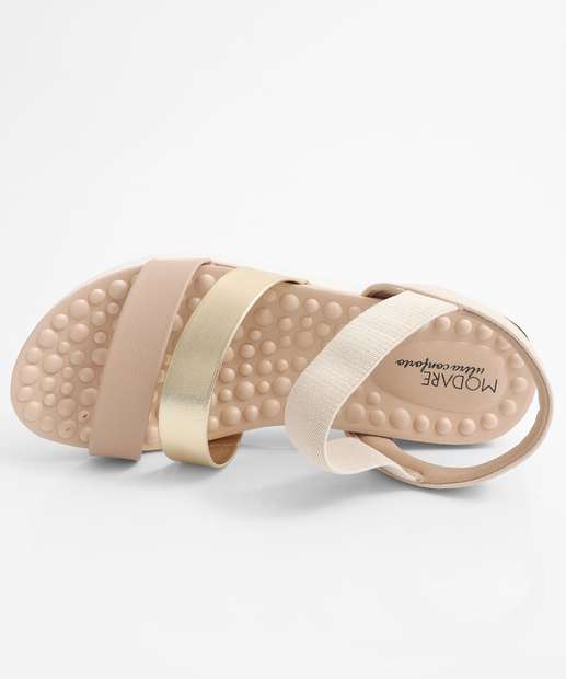 Sandália Feminina Flatform Tiras Modare Bege