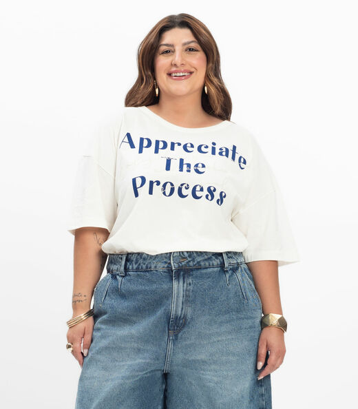 Image_Blusa Manga Curta Feminina Plus Size Secret Glam Bege