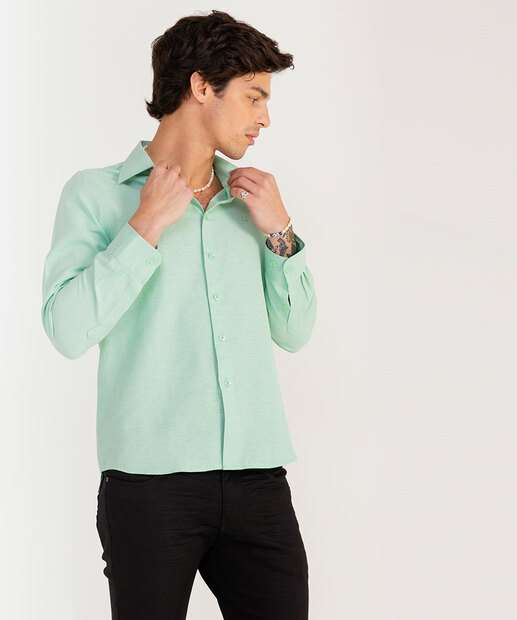 Camisa Masculina Linho Manga Longa Rock & Soda