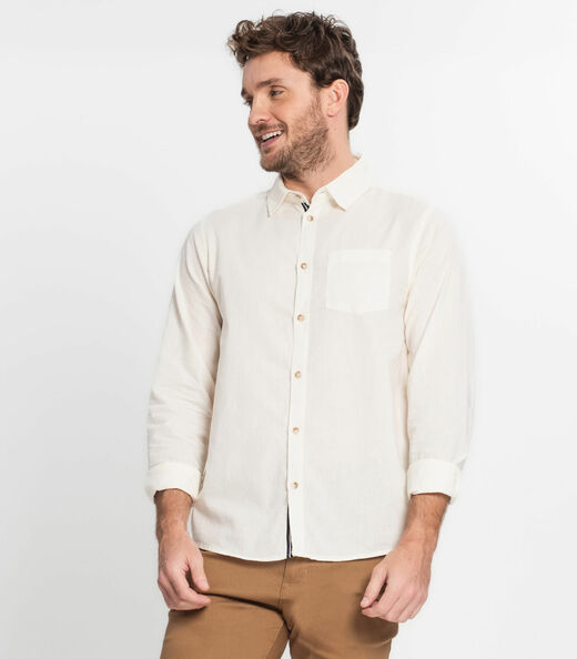 Camisa Masculina Manga Longa Diametro Bege