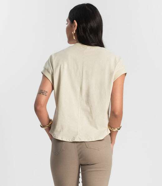 Blusa Feminina Meia Malha Bege