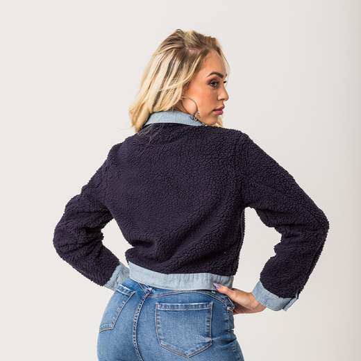 Jaqueta Feminina Marinho Teddy Zune