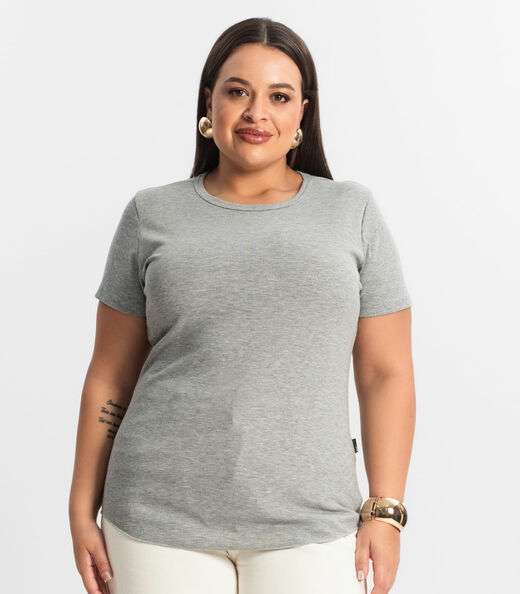 Blusa Feminina Manga Curta Ribana Sublime KO Cinza
