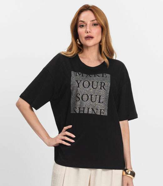 T- Shirt Feminina Manga Curta Endless Preto