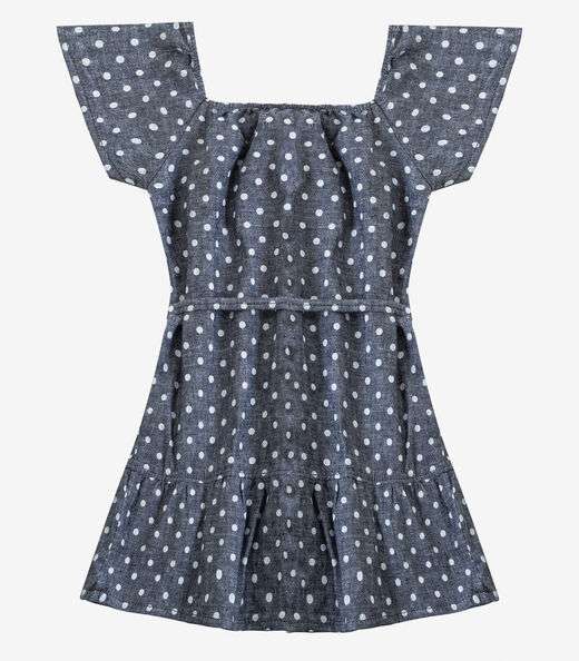 Vestido Curto Infantil Com Cinto De Algodão Select Azul