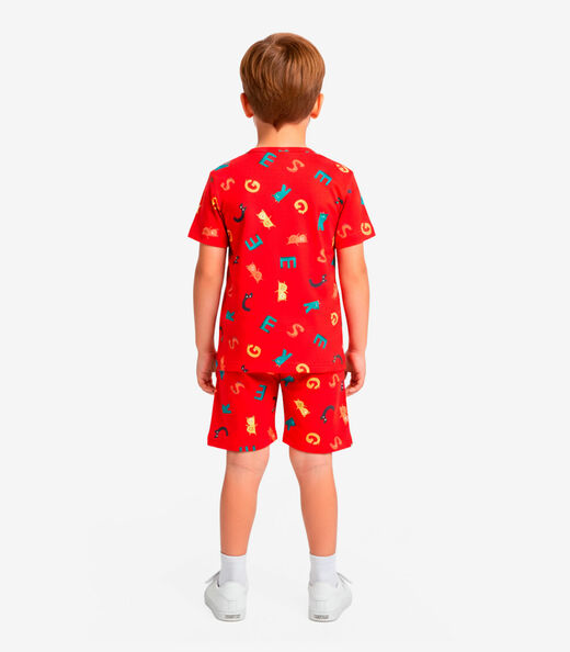 Pijama Infantil Camiseta E Bermuda Select Vermelho