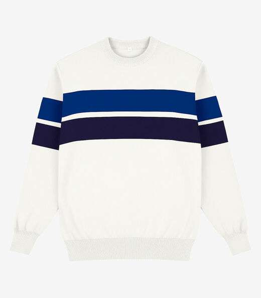 Suéter Masculino Comfort Tricot Listrado Diametro Branco