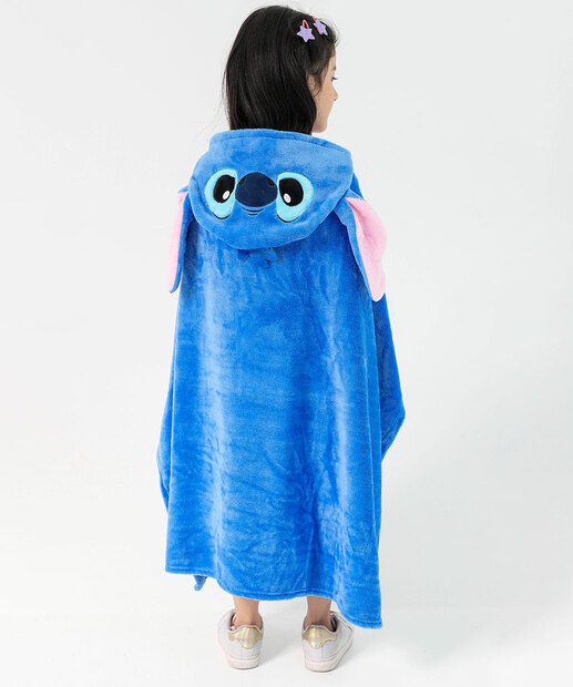 Manta Infantil Stitch Capuz Disney Azul