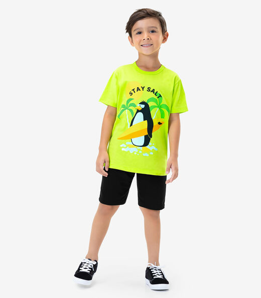 Conjunto Infantil Camiseta Com Bermuda Rovi Kids Verde