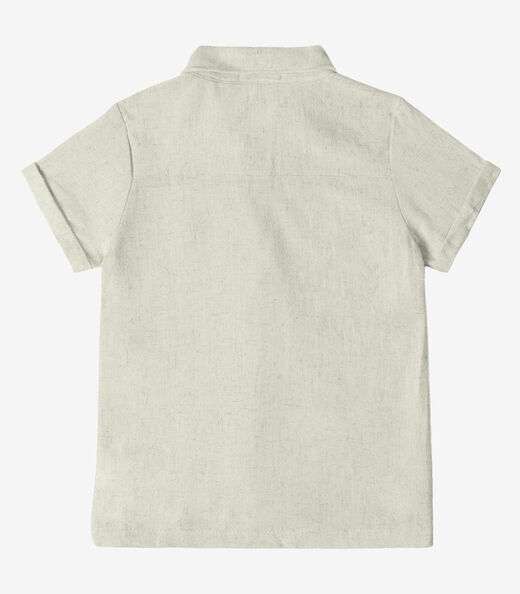 Camisa Infantil Masculina Com Botões Trick Nick Bege