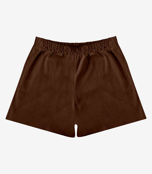 Shorts Feminino Em Plush Infinita Cor Marrom