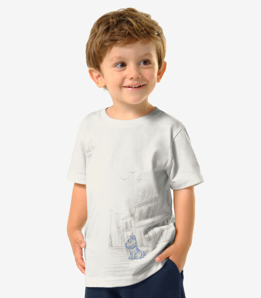 Conjunto Infantil Camiseta Com Bermuda Trick Nick Bege