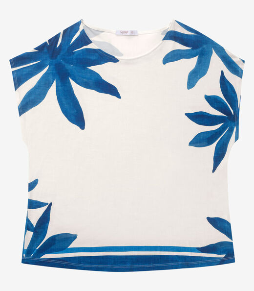 Blusa Manga Curta Feminina Plus Size Secret Glam Azul