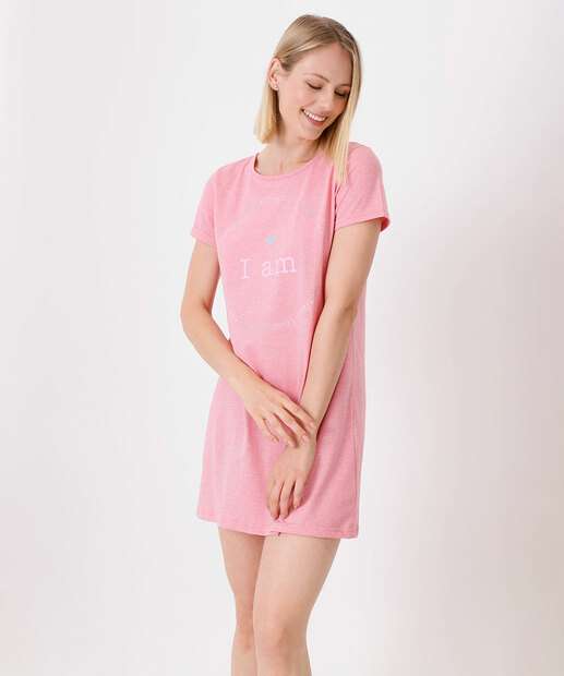 Camisola Estampa Frase Manga Curta Marisa Rosa