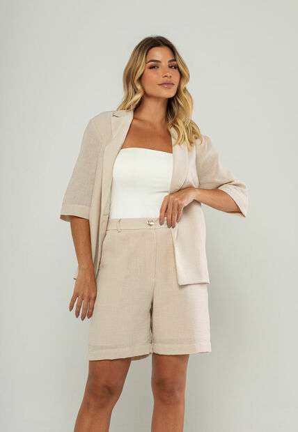 Conjunto Blazer Com Bermuda Bege Salvatore