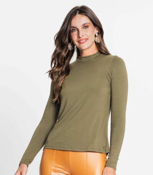 Blusa Feminina Manga Longa Gola Alta Rovitex Verde