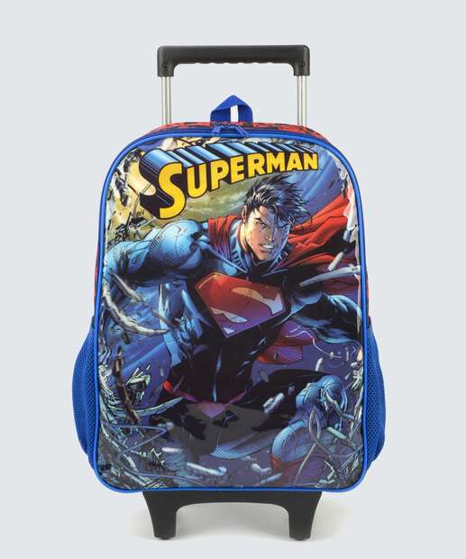 Mochila Mala Com Rodas Infantil Super Homem Luxcel