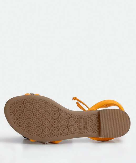 Sandália Feminina Rasteira Strass Amarração Mississipi