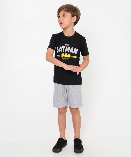 Conjunto Infantil Batman Liga Da Justiça Tam 4 a 10 Preto
