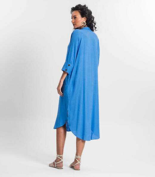 Vestido Chemise Feminino Viscose Select Azul