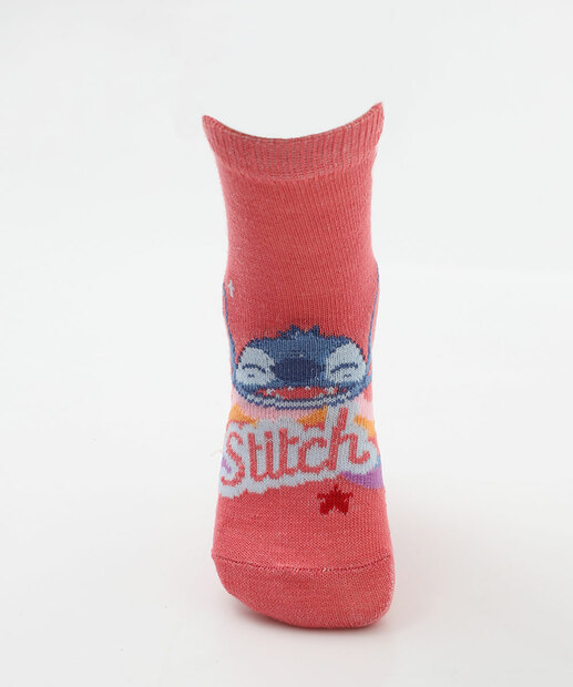 Kit 2 Meias Infantil Estampa Stitch Disney Rosa
