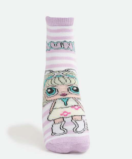 Kit 3 Pares Meias Infantil Estampa Boneca Lol