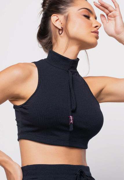 Image_Cropped  Regata Sport Cadarço Gola Malha Canelada Preto