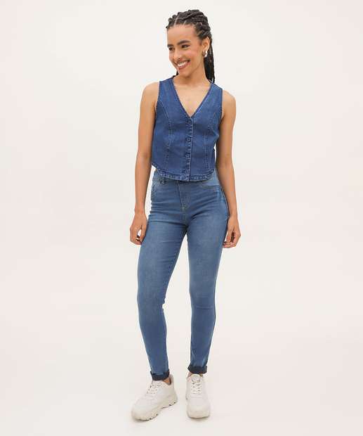 Colete Feminino Jeans Botões Marisa