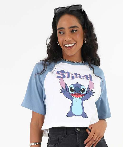 Image_Blusa Cropped Feminina Stitch Manga Curta Disney Azul