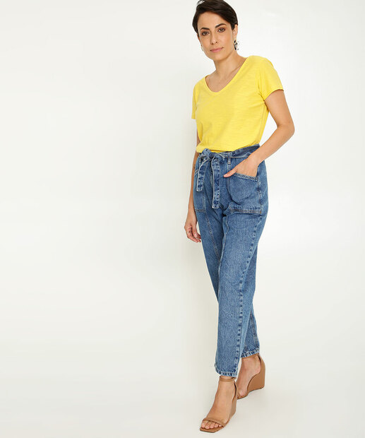 Calça Mom Jeans Feminina Clochard Marisa