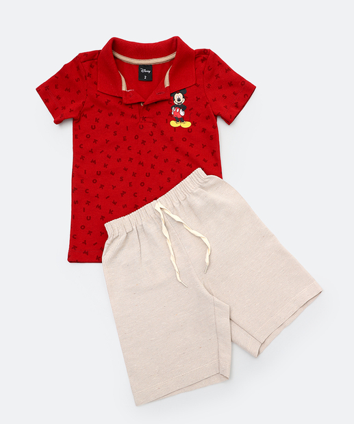 Image_Conjunto Infantil Polo Mickey Disney Tam 1 a 3 Vermelho
