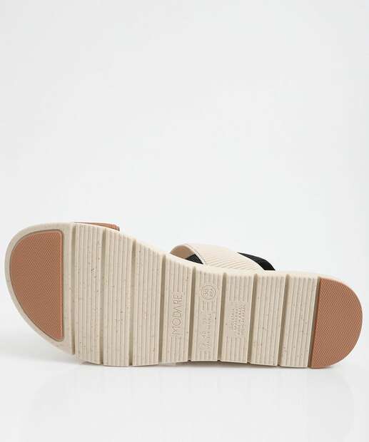 Sandália Feminina Rasteira Tiras Modare Bege