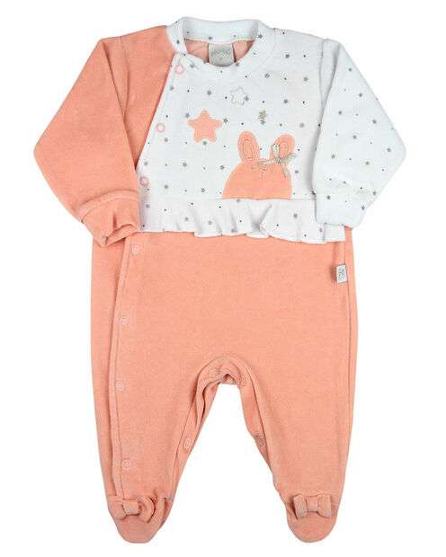 Image_Macacao Bebe Menina Plush Estampado e Liso Bordados Aplicados de Coelhinha - Sal