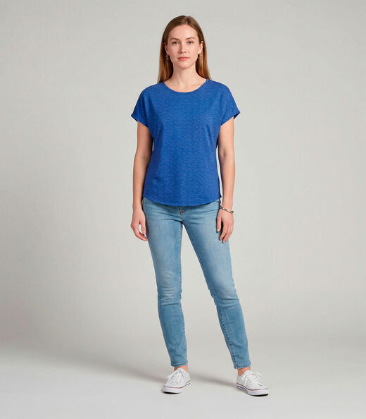 Image_Blusa Feminina Básica Manga Curta Infinita Cor Azul