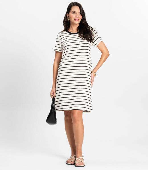 Vestido Feminino Listrado Rovitex Bege