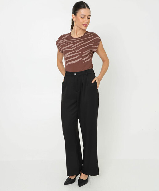 Blusa Feminina Animal Print Marisa Marrom