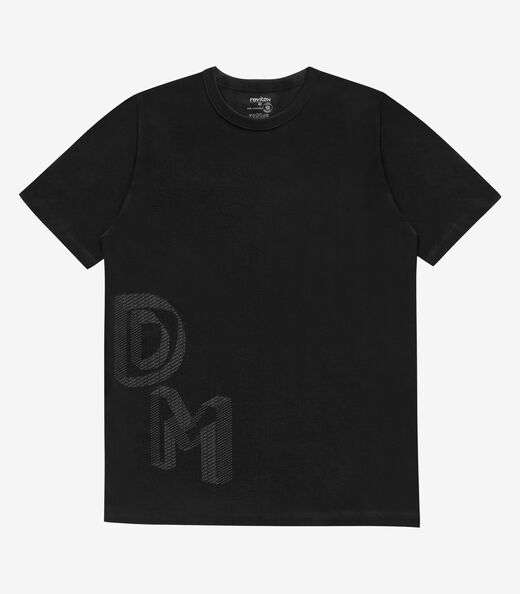 Camiseta Masculina Manga Curta Meia Malha Diametro Preto