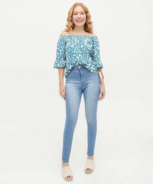 Blusa Feminina Ciganinha Estampada Manga 3/4 Marisa