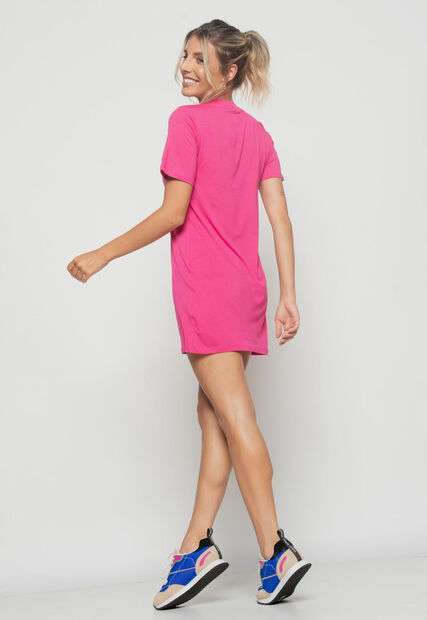 Vestido  Curto Gola Redonda Rosa